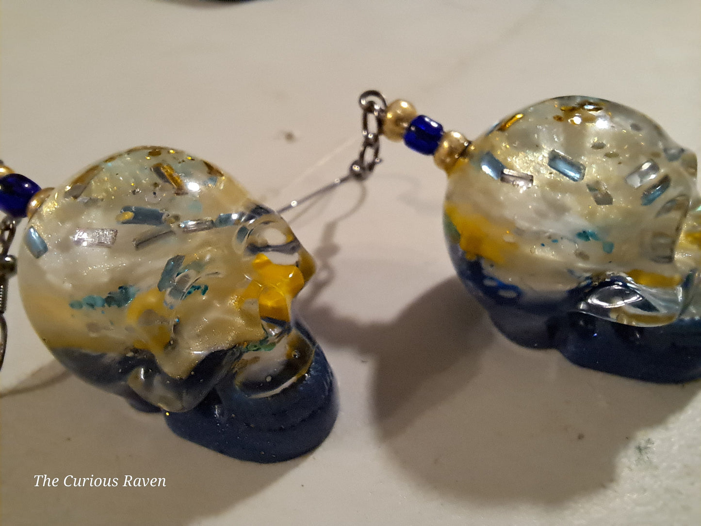 Starry Night Resin Skull Earrings