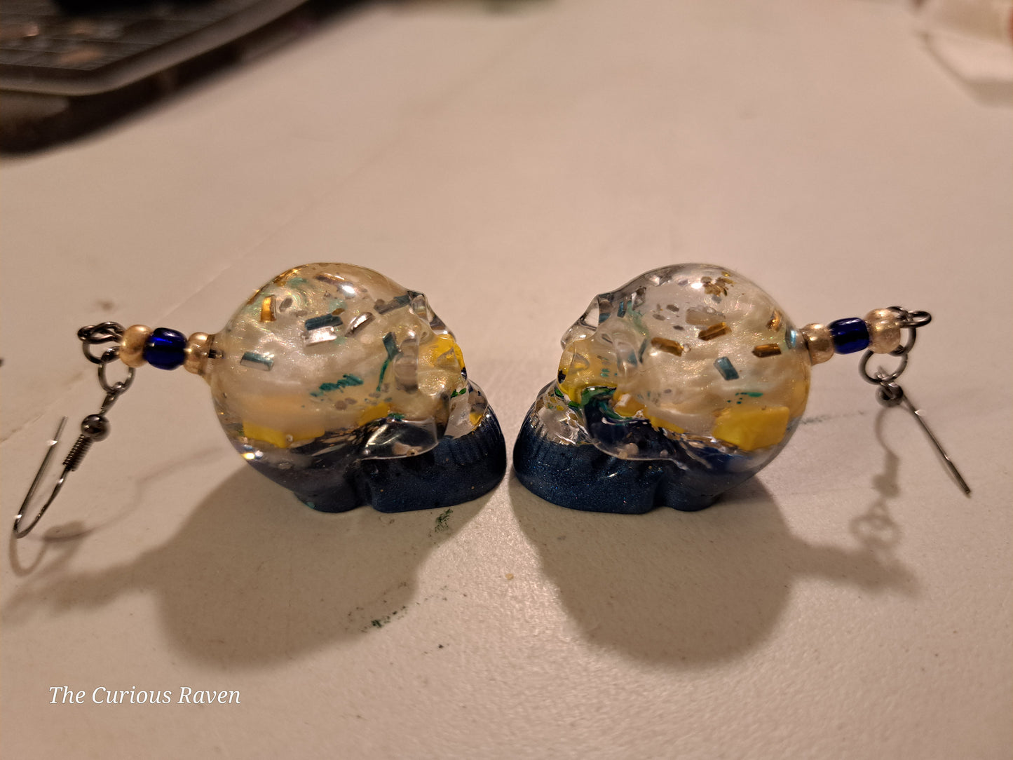 Starry Night Resin Skull Earrings