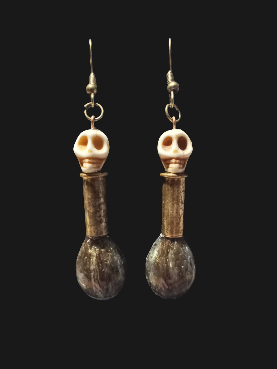 Venom Drip Skull and Shell Casing Earrings