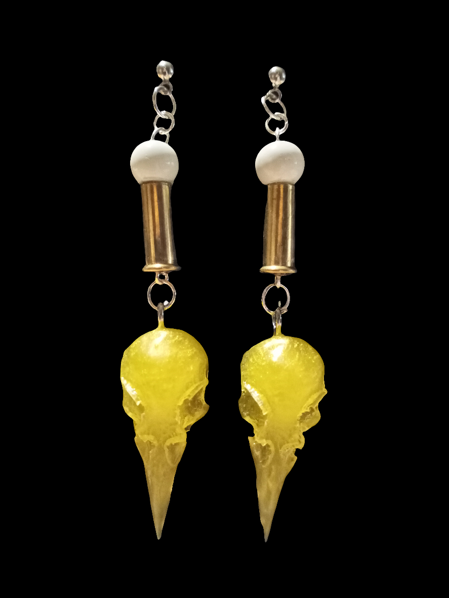 Lemon Raven Shell Casing Earrings