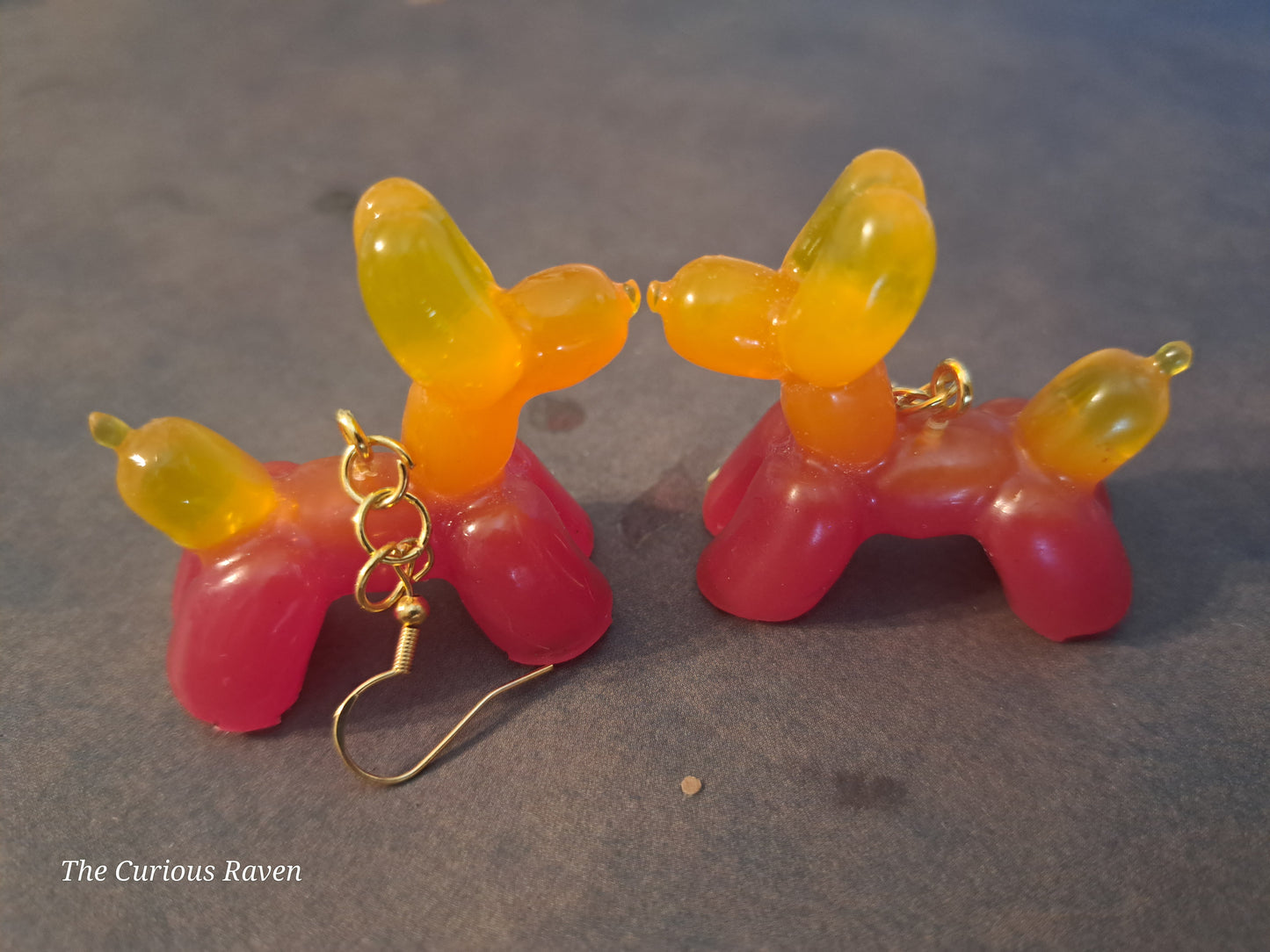 Flame Resin Balloon Dog Earrings