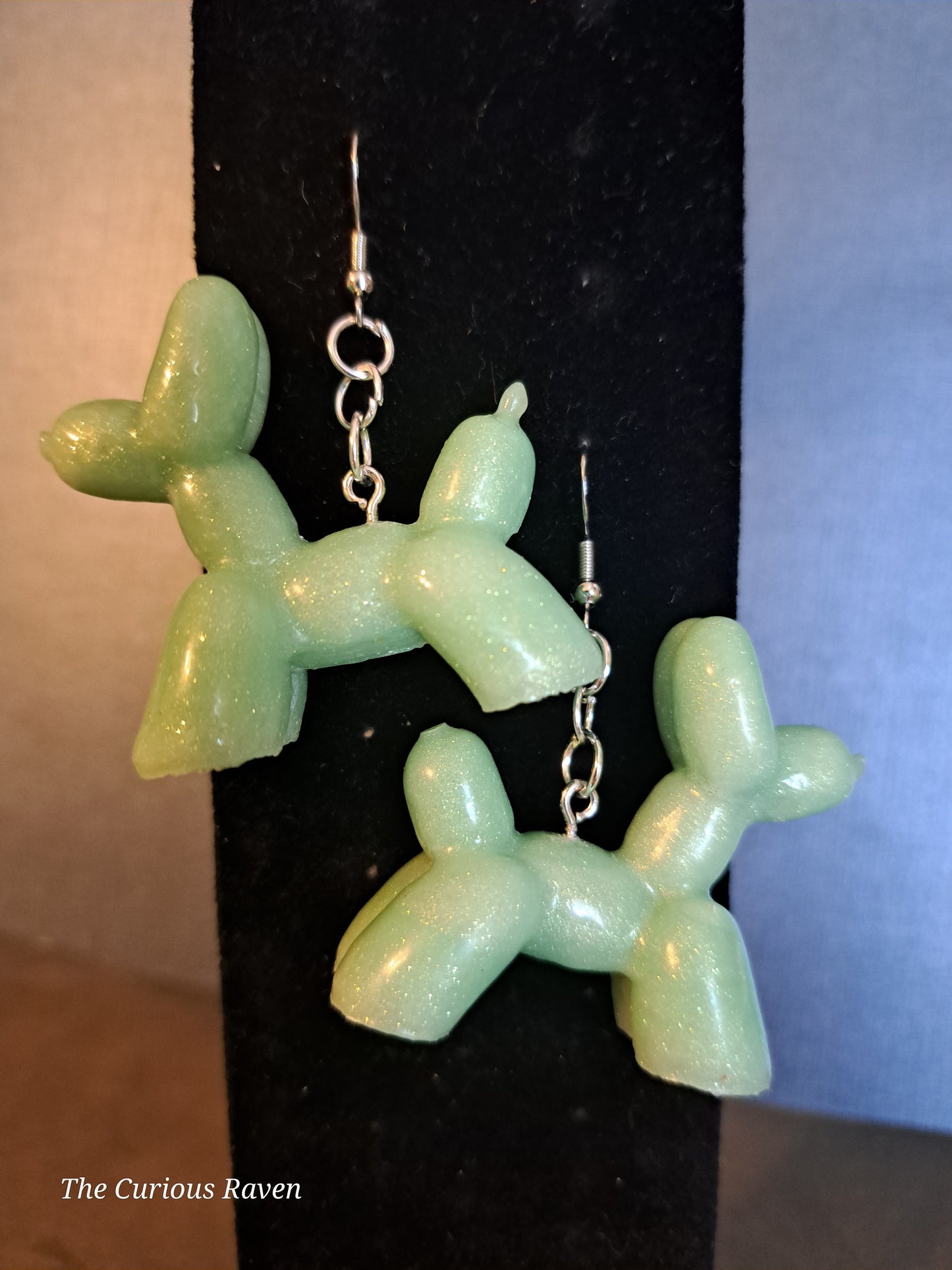 Seafoam Glow in the Dark Resin Balloon Dog Earrings