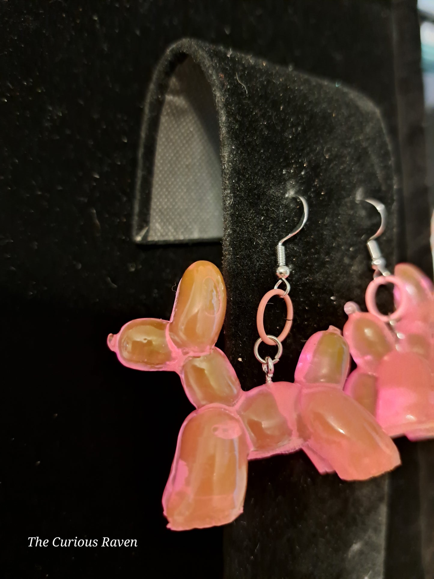 Opaque Pink resin Balloon Dog Earrings