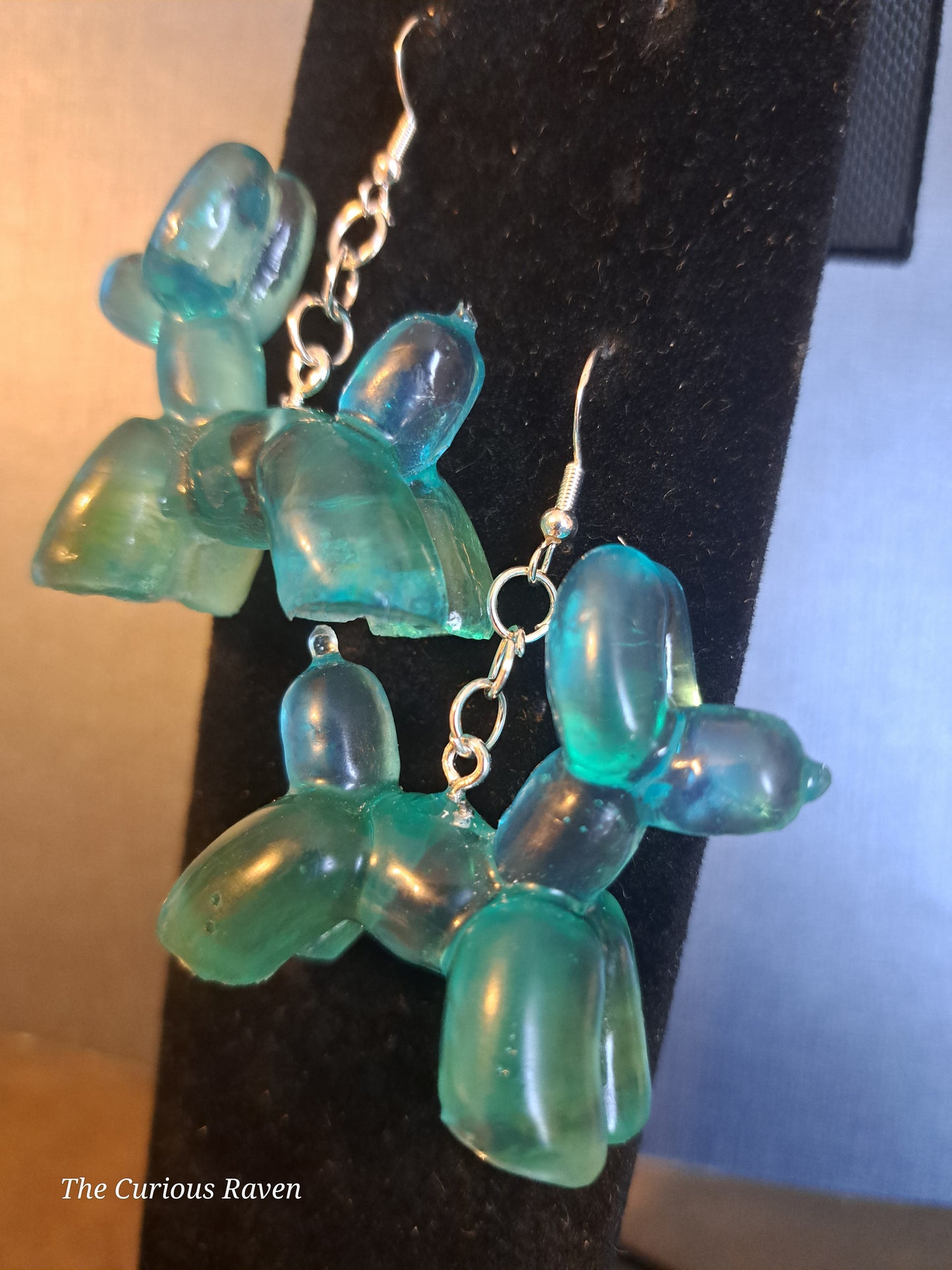 Sky Blue Resin Balloon Dog Earrings