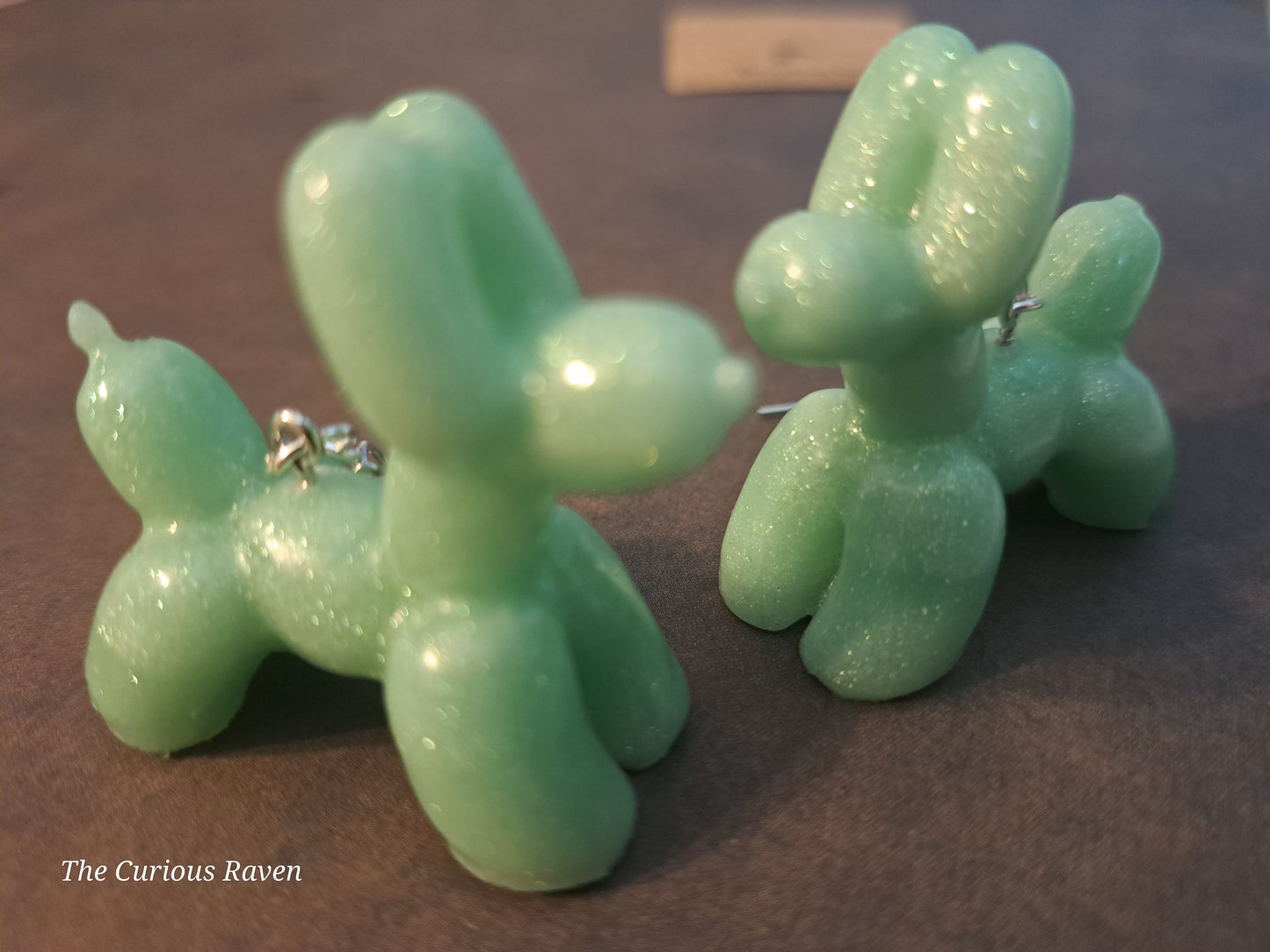 Seafoam Glow in the Dark Resin Balloon Dog Earrings