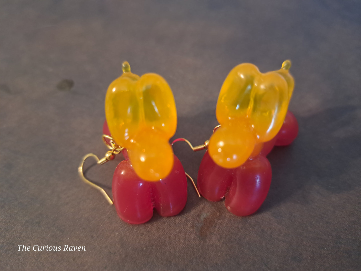 Flame Resin Balloon Dog Earrings