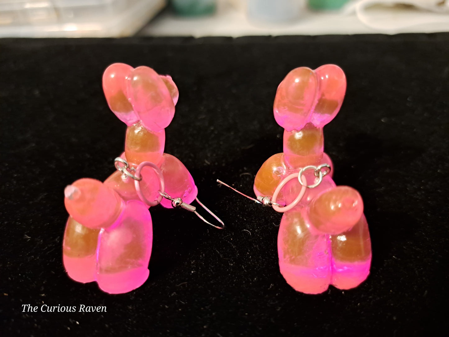 Opaque Pink resin Balloon Dog Earrings