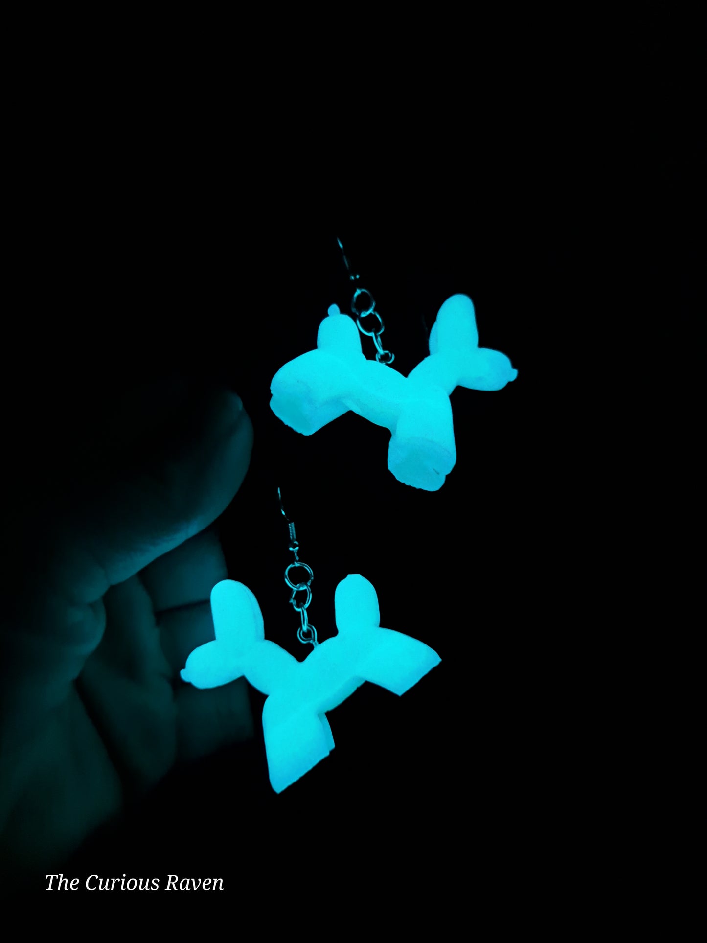 Seafoam Glow in the Dark Resin Balloon Dog Earrings