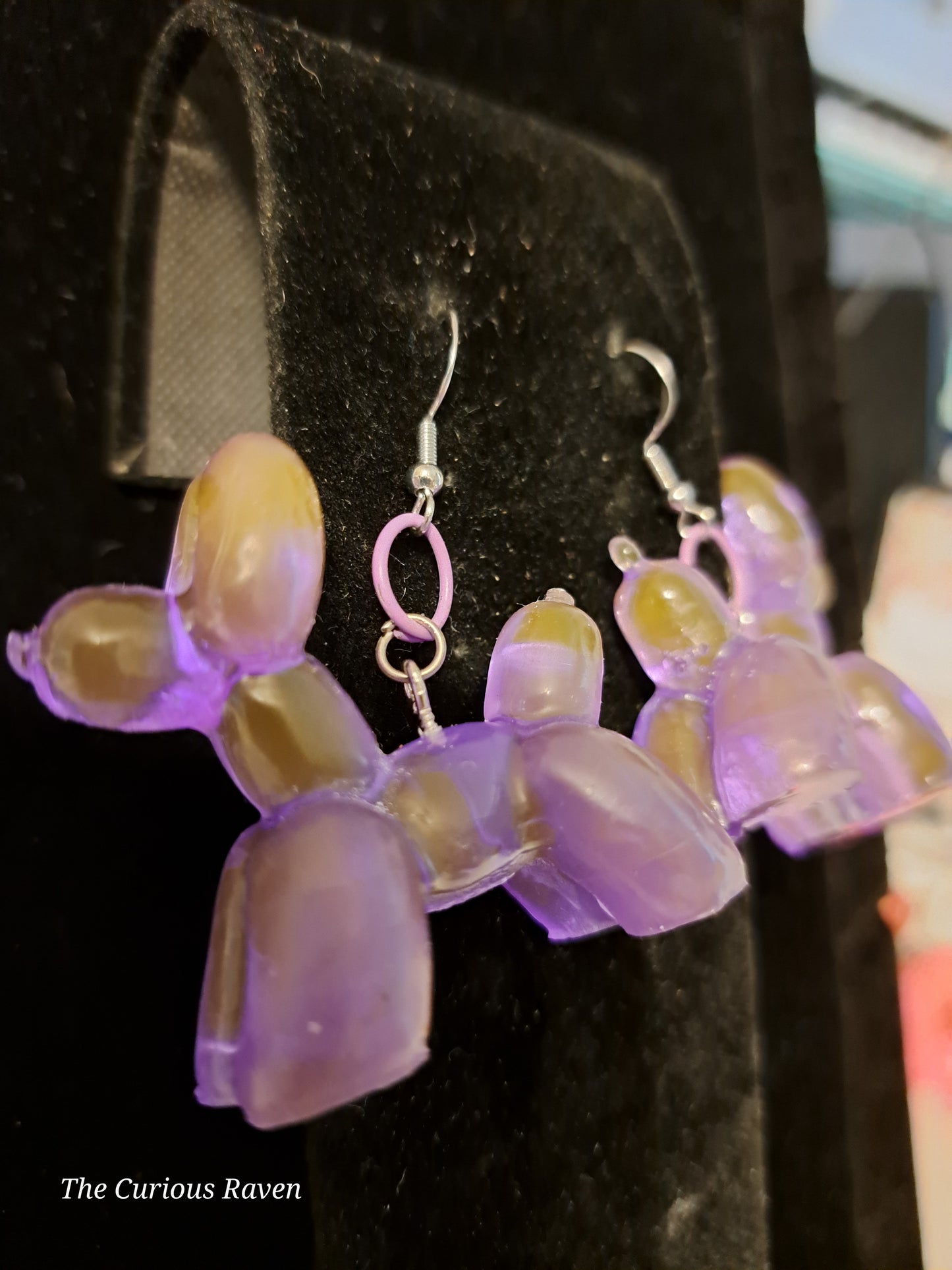 Opaque Lavender resin Balloon Dog Earrings