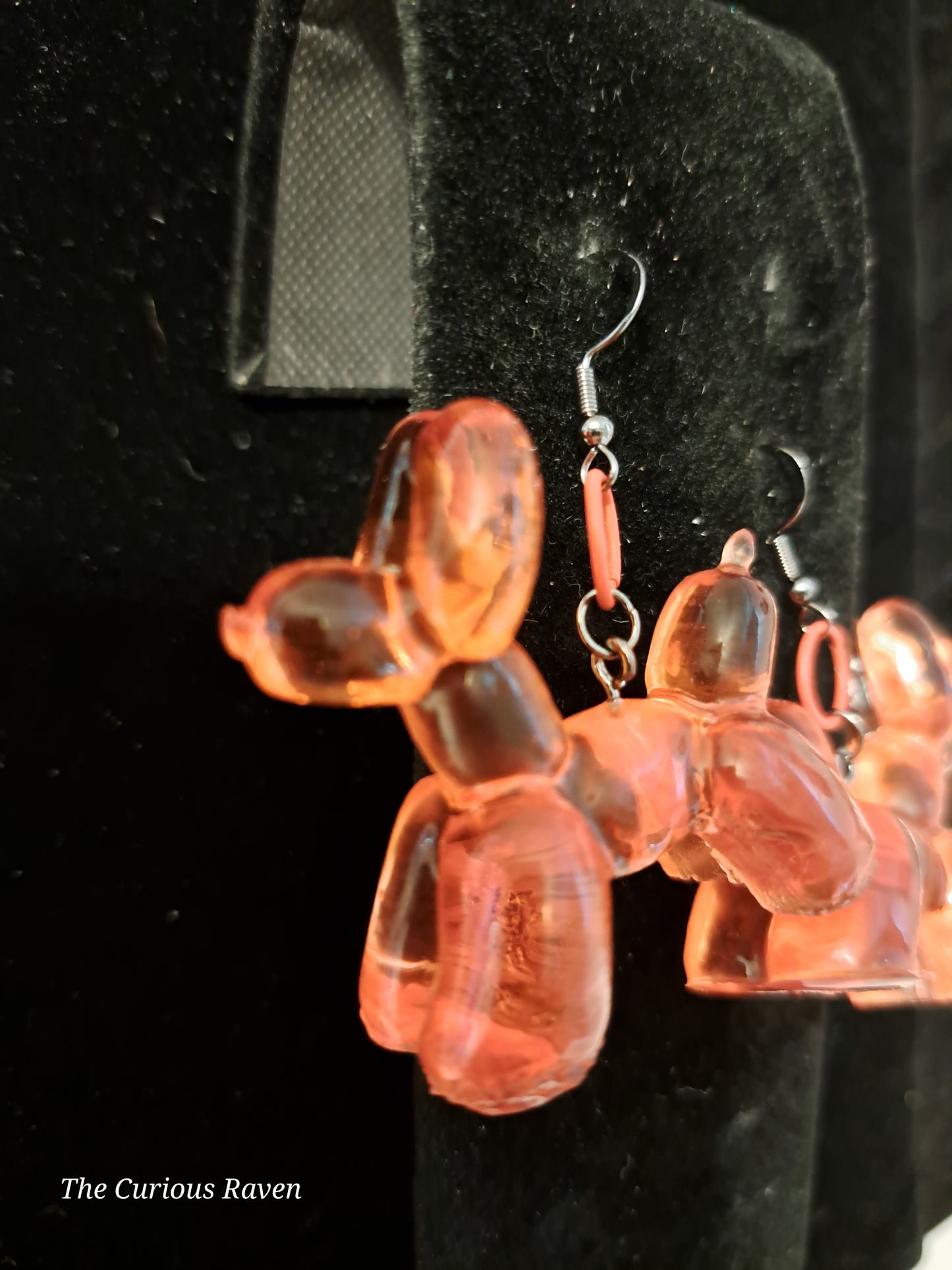 Opaque Red Resin Balloon Dog Earrings