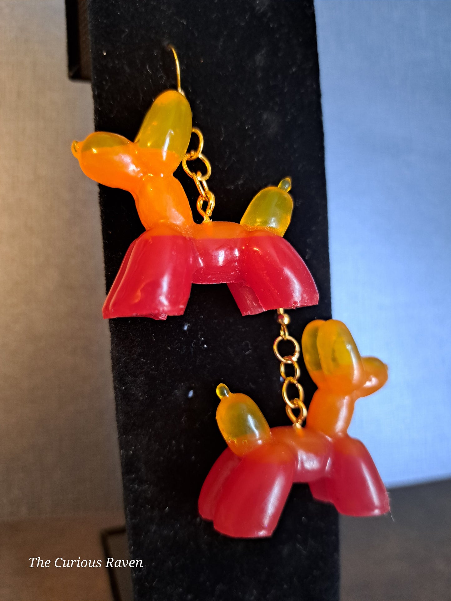 Flame Resin Balloon Dog Earrings