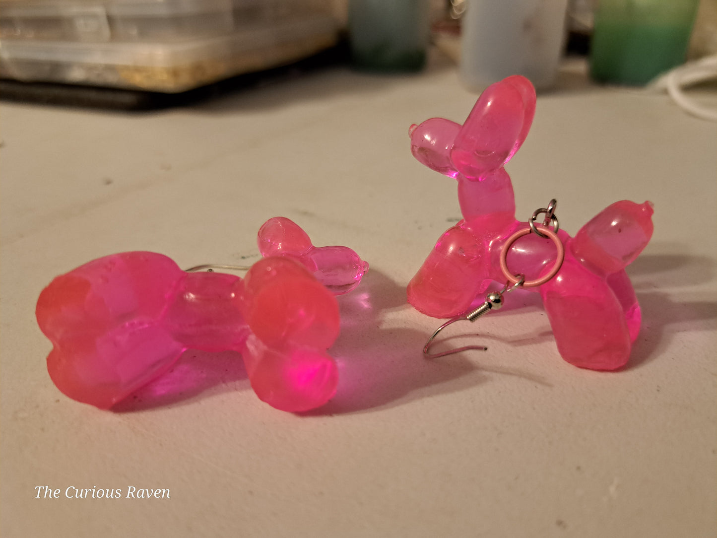 Opaque Pink resin Balloon Dog Earrings