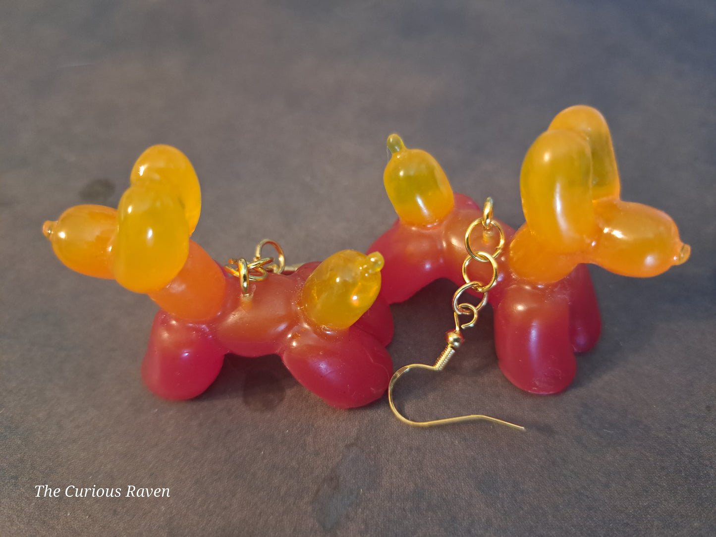 Flame Resin Balloon Dog Earrings