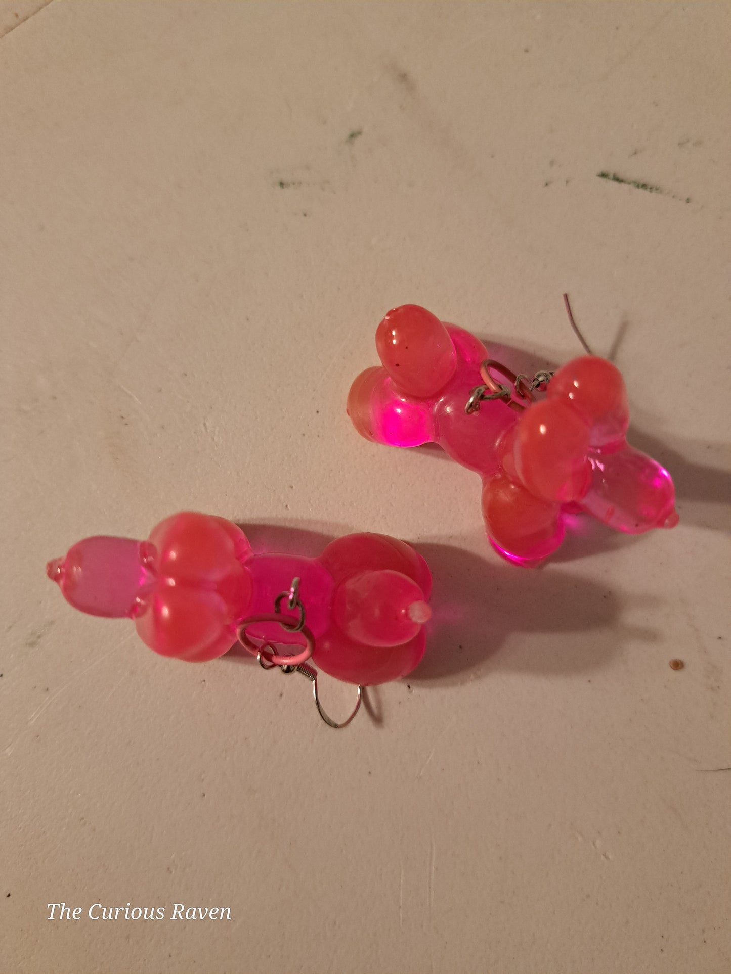 Opaque Pink resin Balloon Dog Earrings