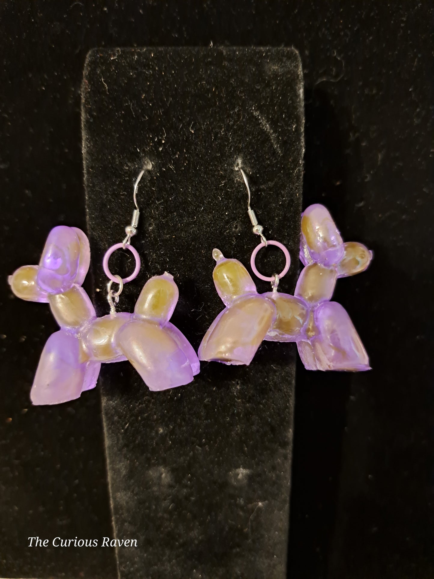 Opaque Lavender resin Balloon Dog Earrings