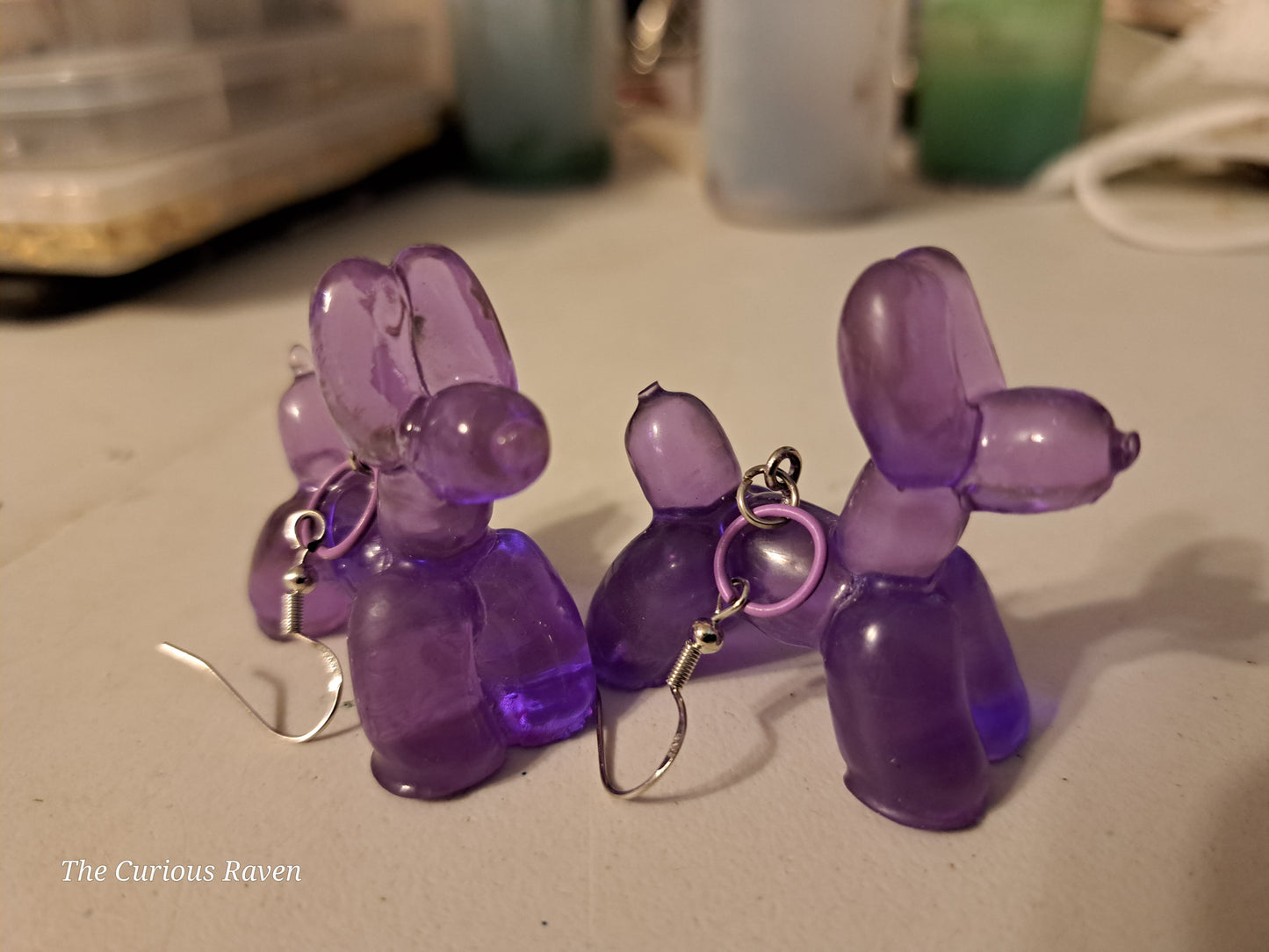 Opaque Lavender resin Balloon Dog Earrings