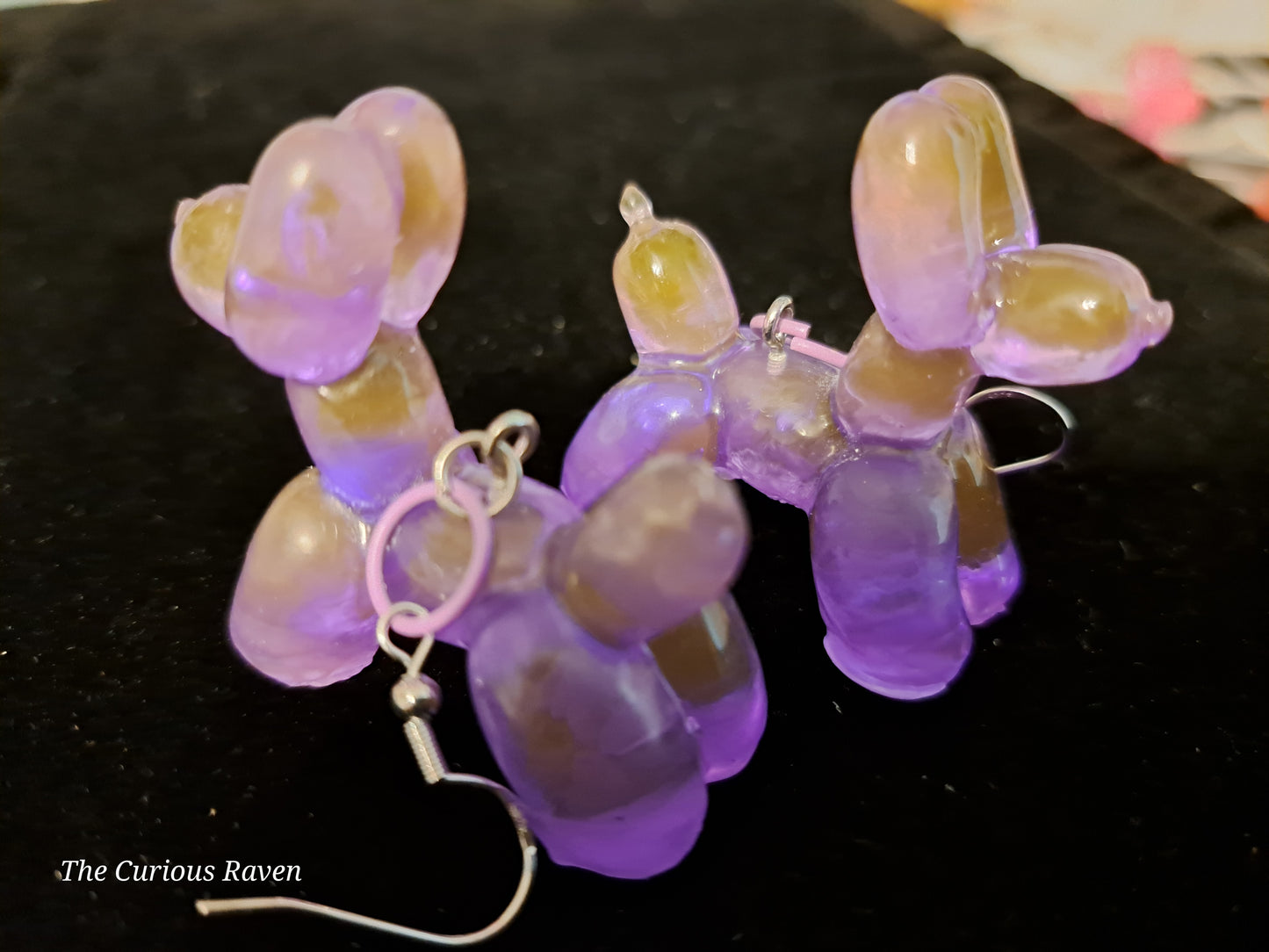 Opaque Lavender resin Balloon Dog Earrings