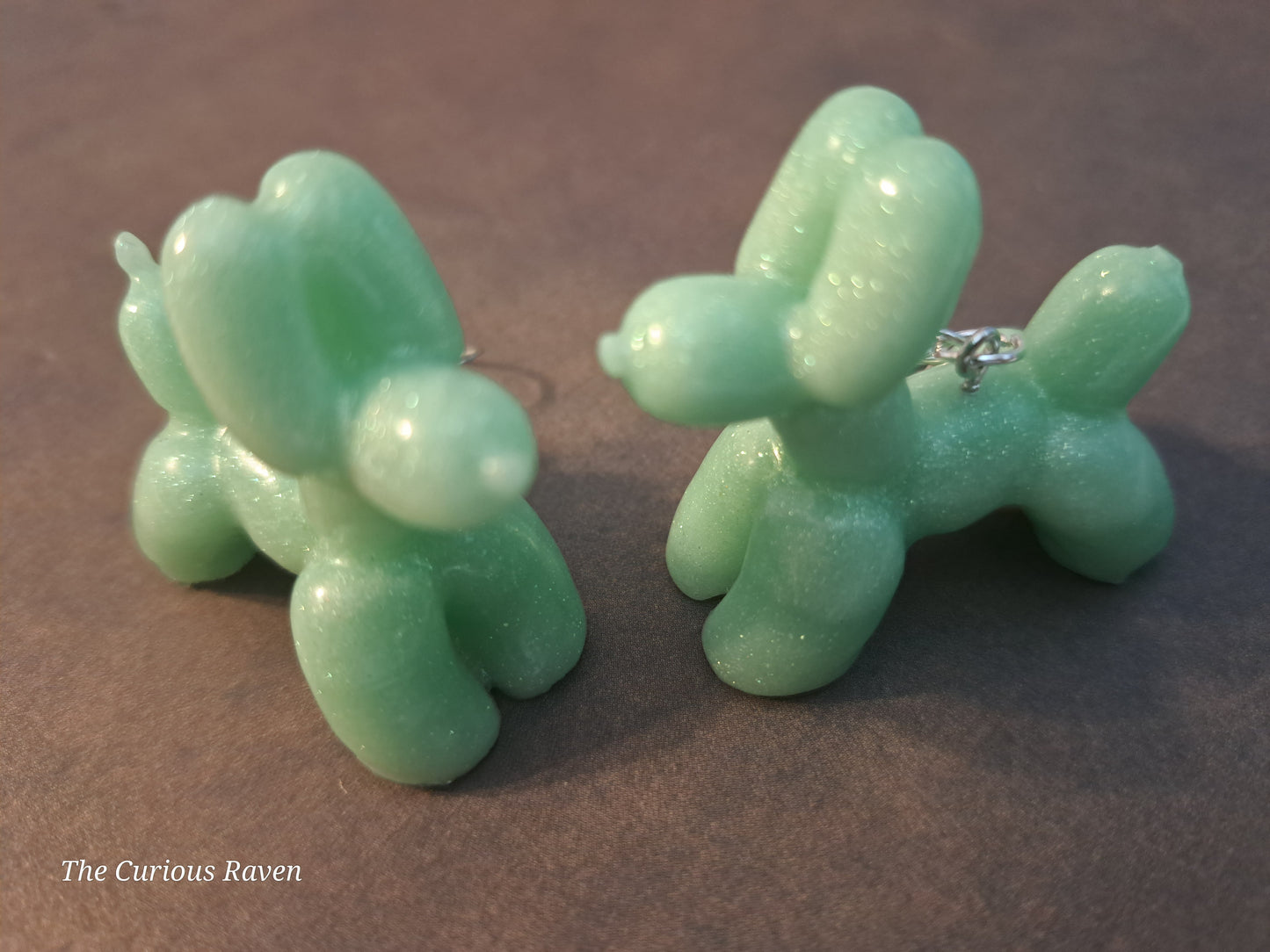 Seafoam Glow in the Dark Resin Balloon Dog Earrings