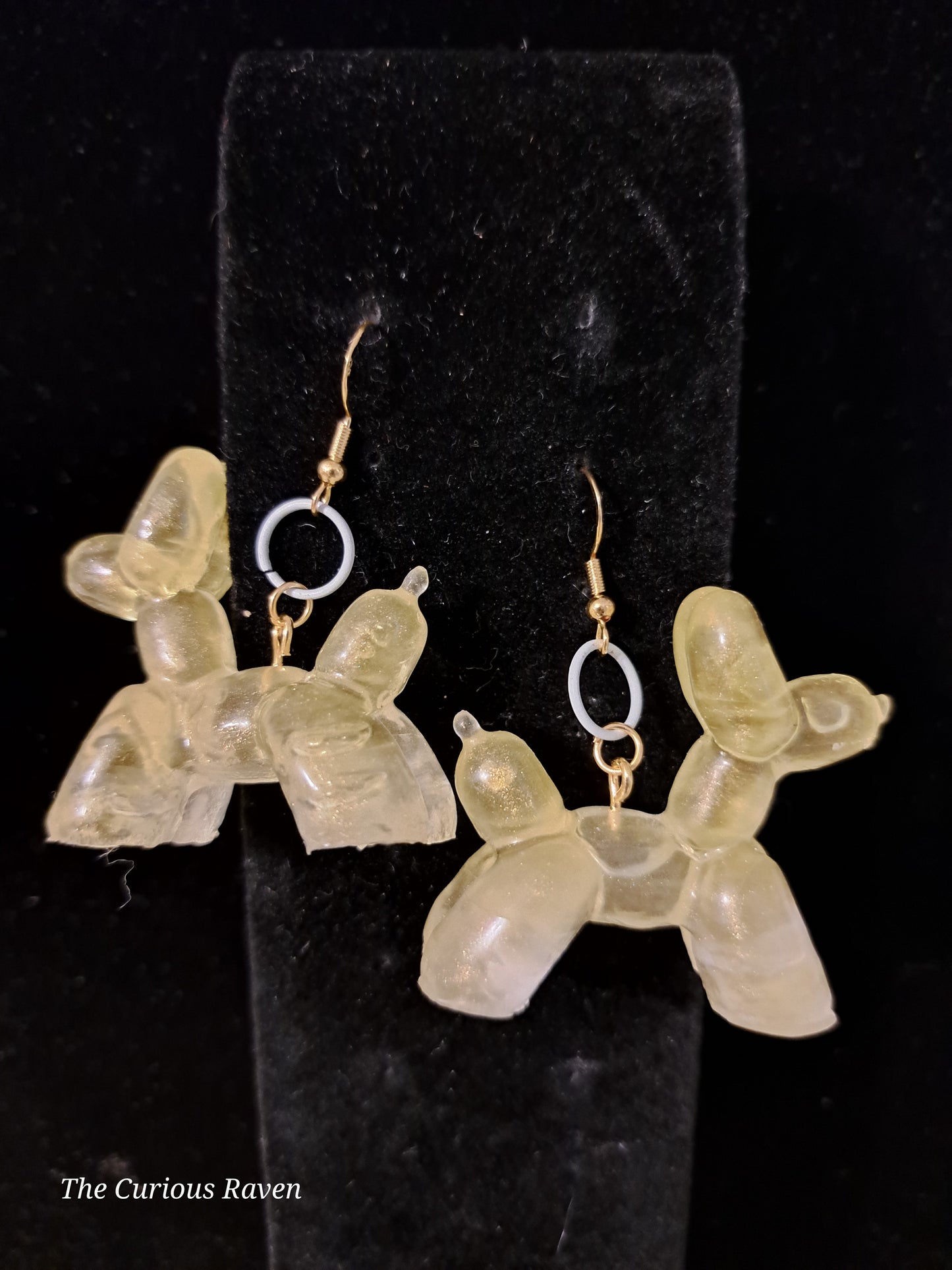 Opaque Yellow Resin Balloon Dog Earrings