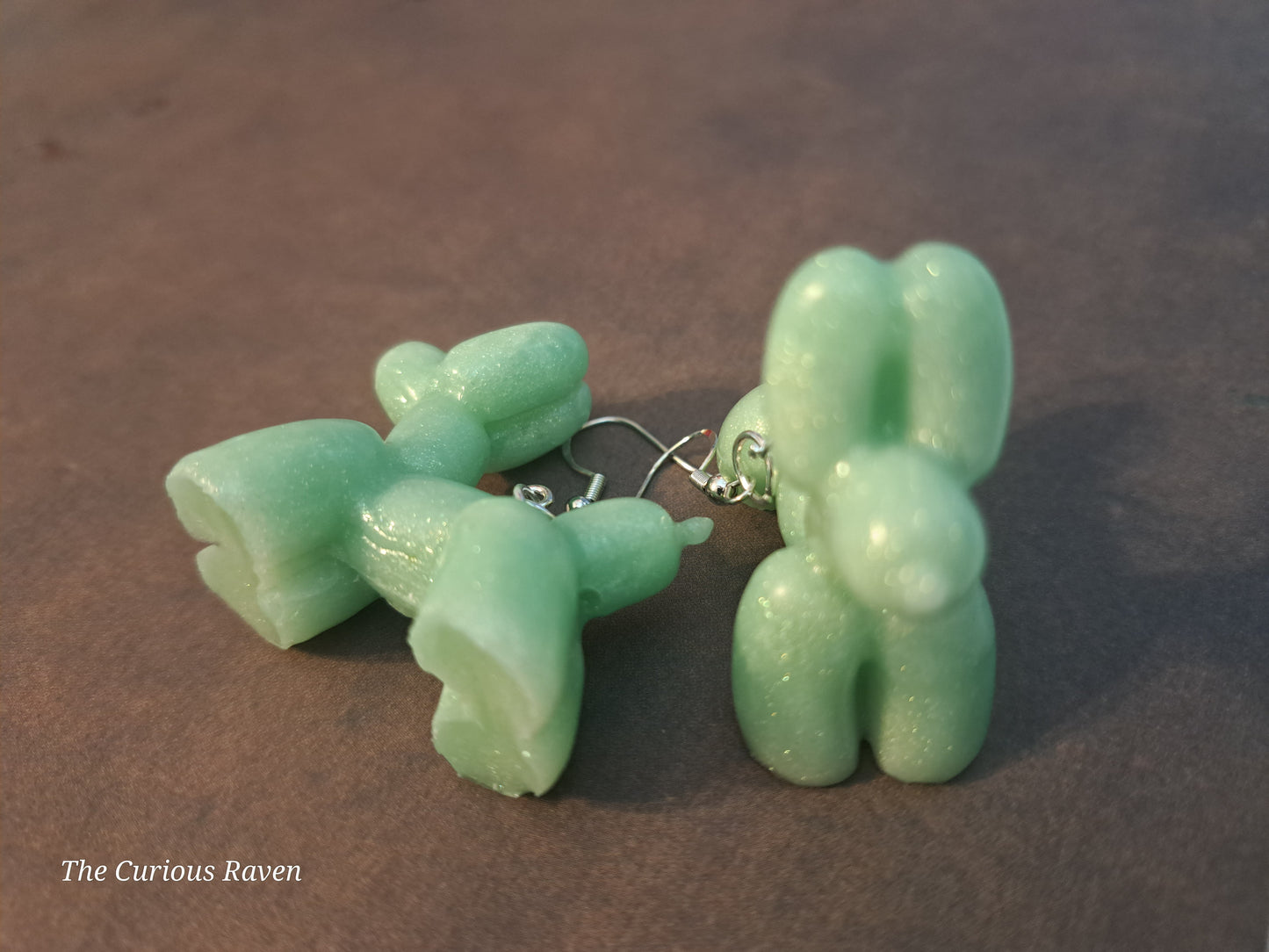 Seafoam Glow in the Dark Resin Balloon Dog Earrings