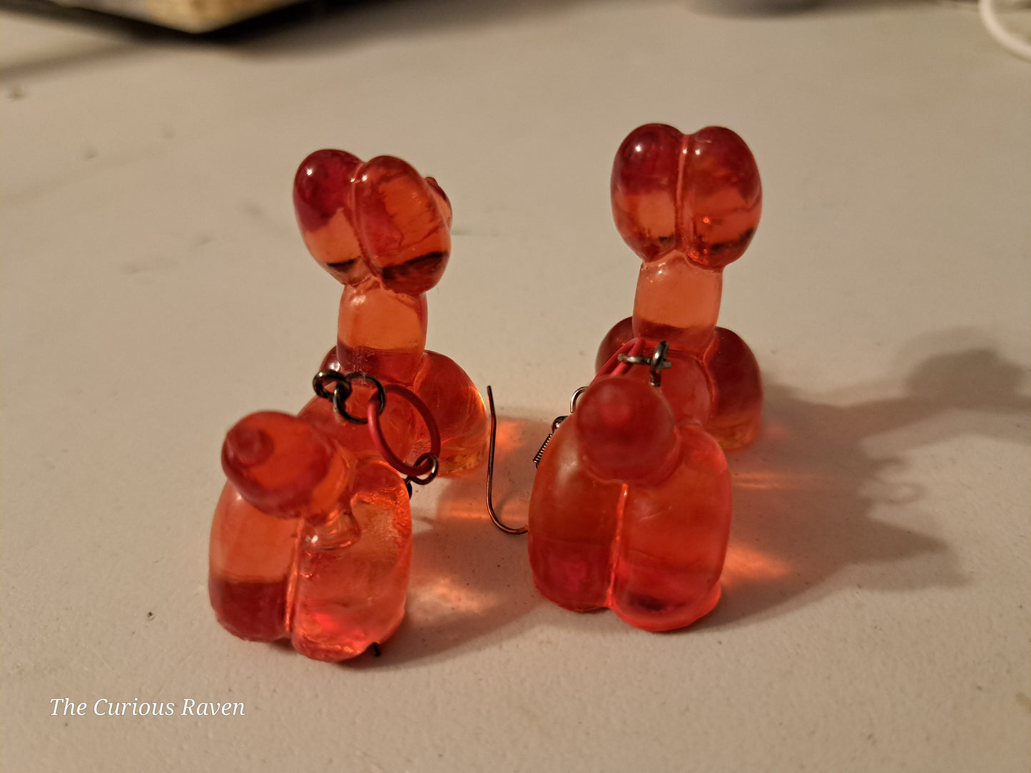 Opaque Red Resin Balloon Dog Earrings