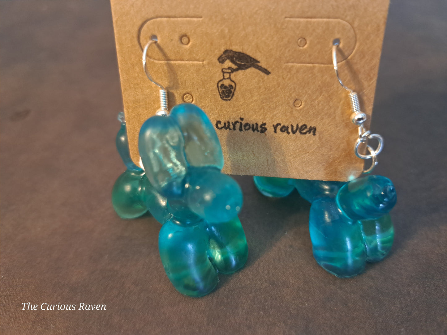 Sky Blue Resin Balloon Dog Earrings