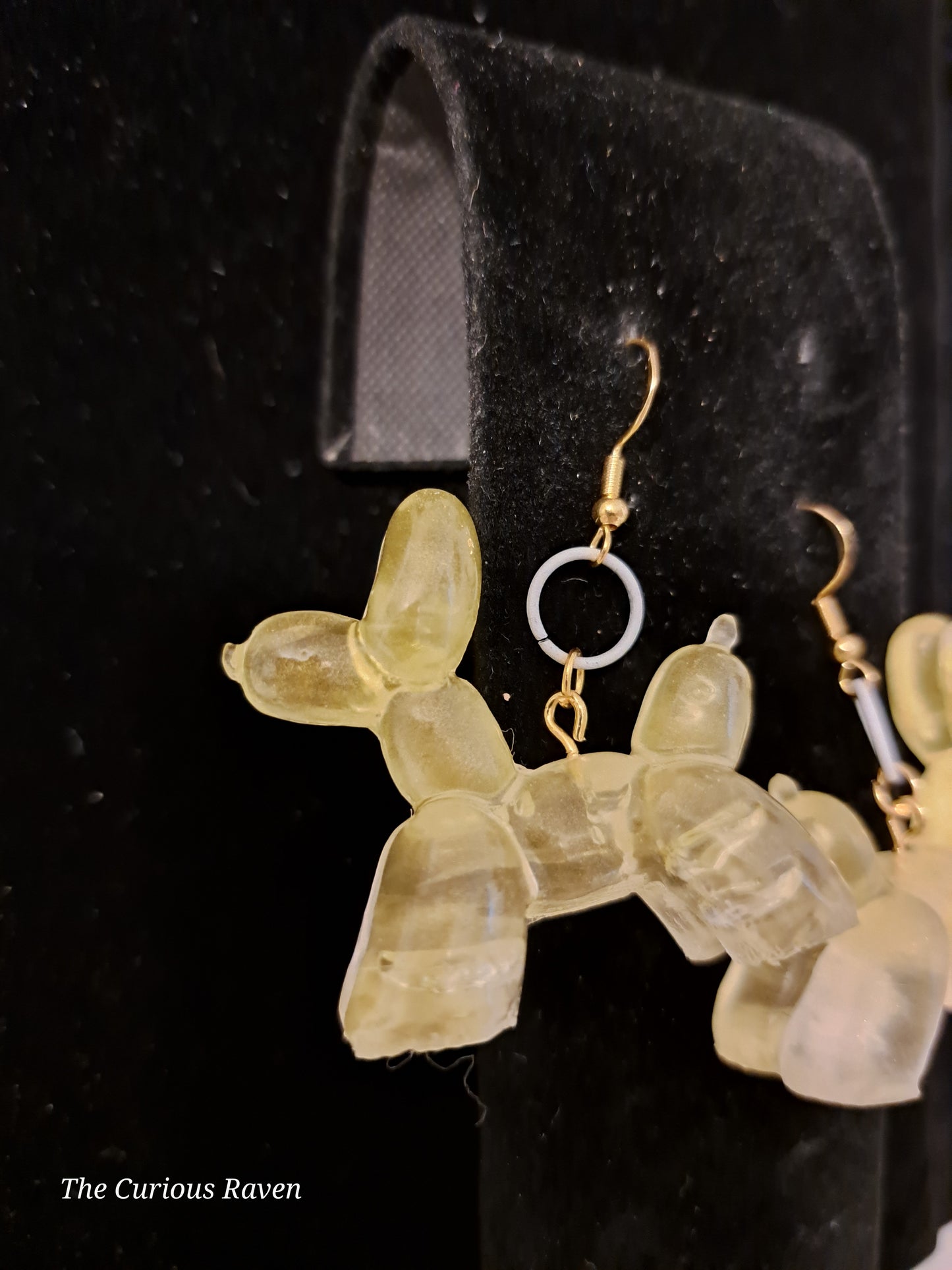 Opaque Yellow Resin Balloon Dog Earrings