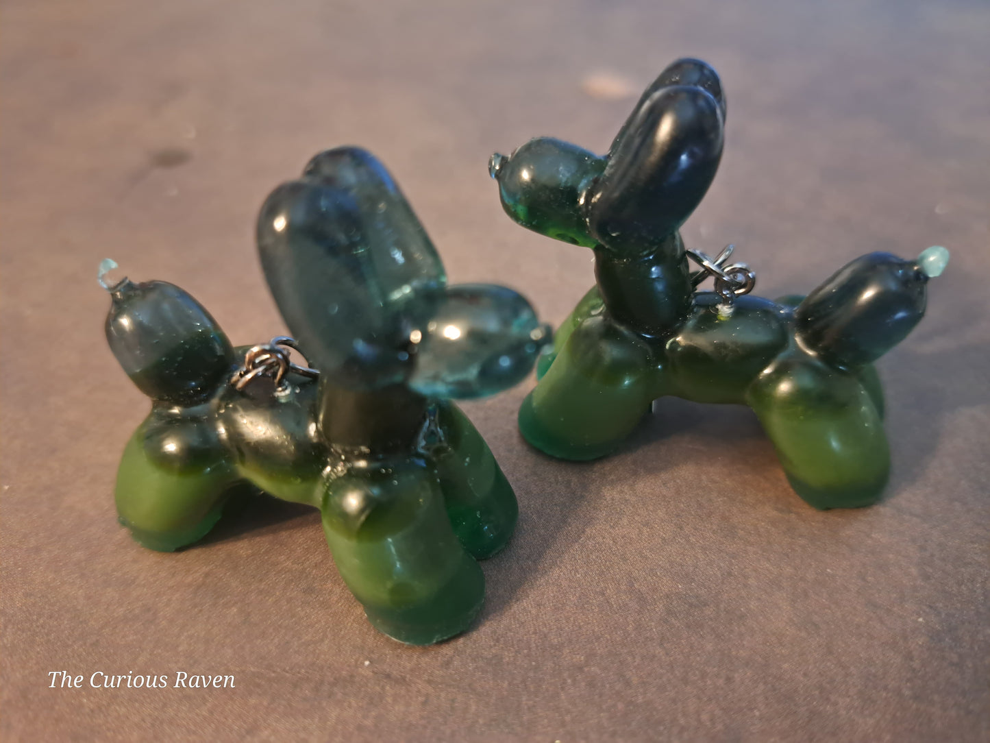 Shades of Green Resin Balloon Dog Earrings