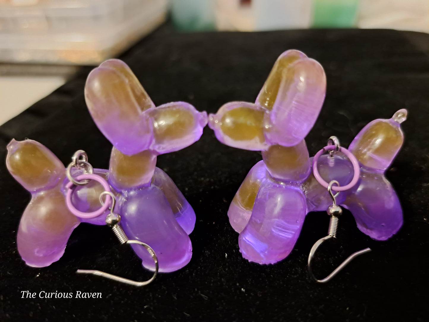 Opaque Lavender resin Balloon Dog Earrings