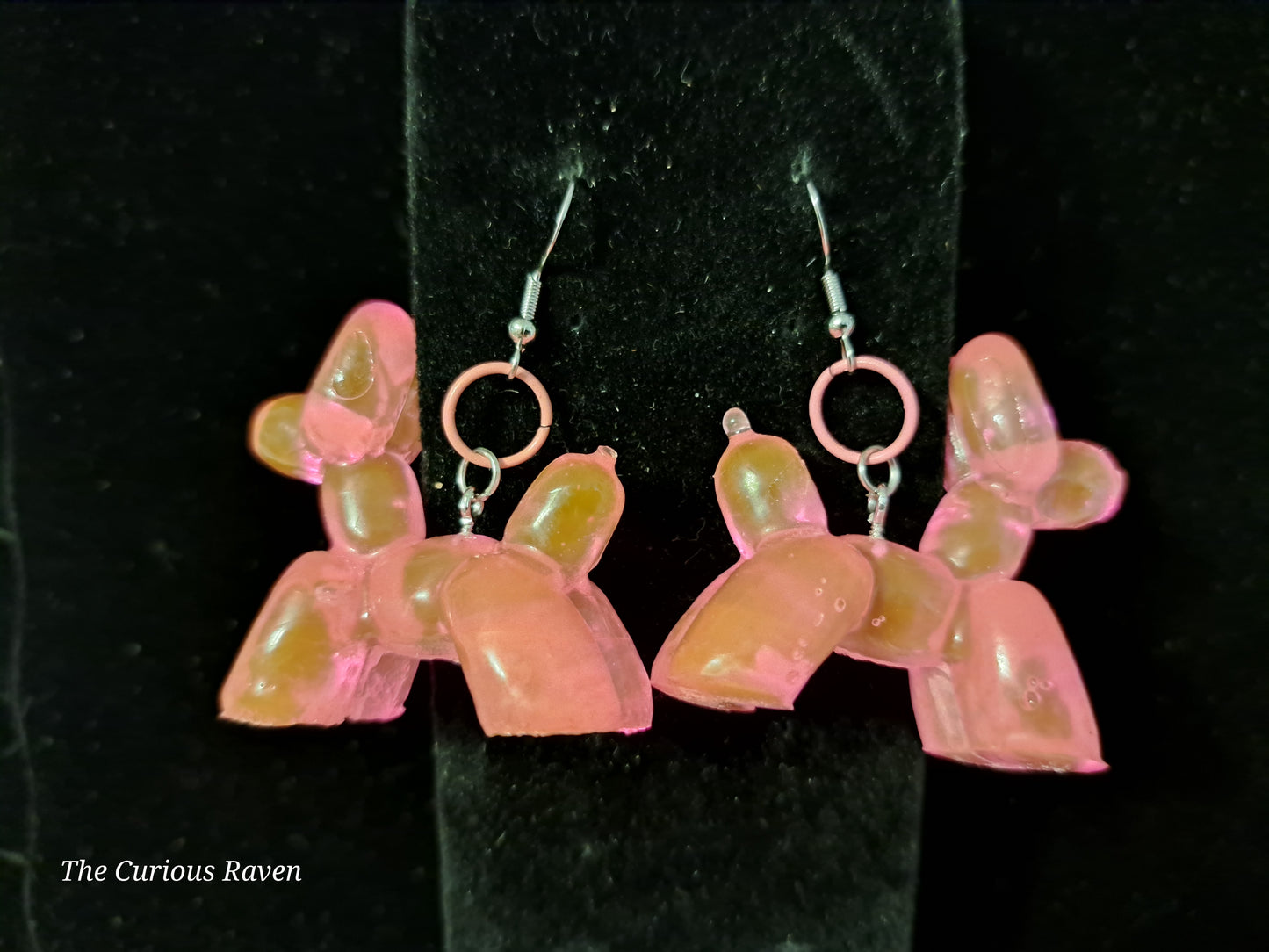 Opaque Pink resin Balloon Dog Earrings