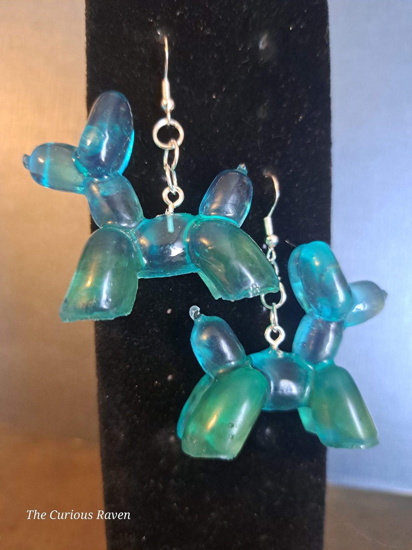 Sky Blue Resin Balloon Dog Earrings