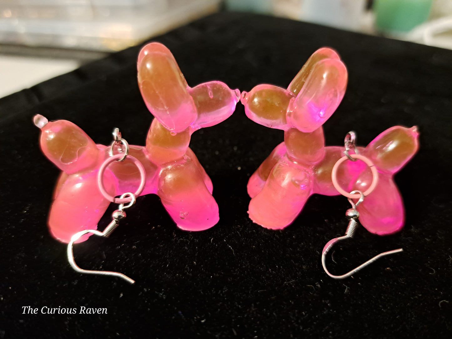 Opaque Pink resin Balloon Dog Earrings