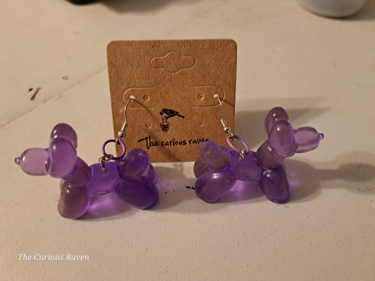 Opaque Lavender resin Balloon Dog Earrings