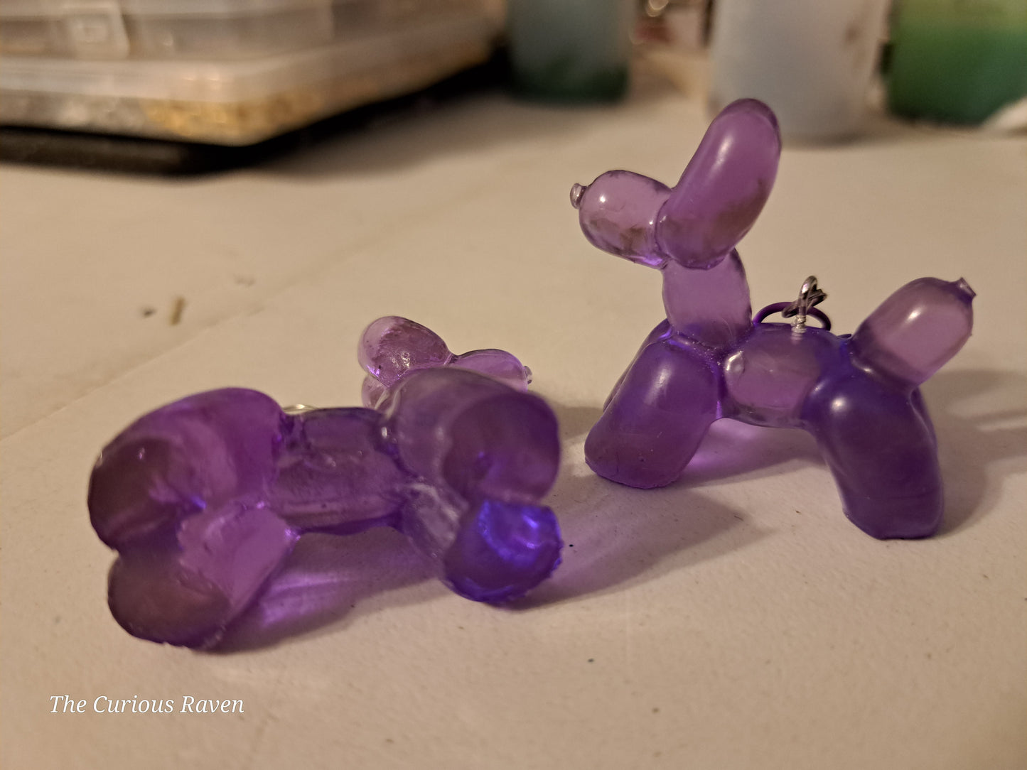 Opaque Lavender resin Balloon Dog Earrings