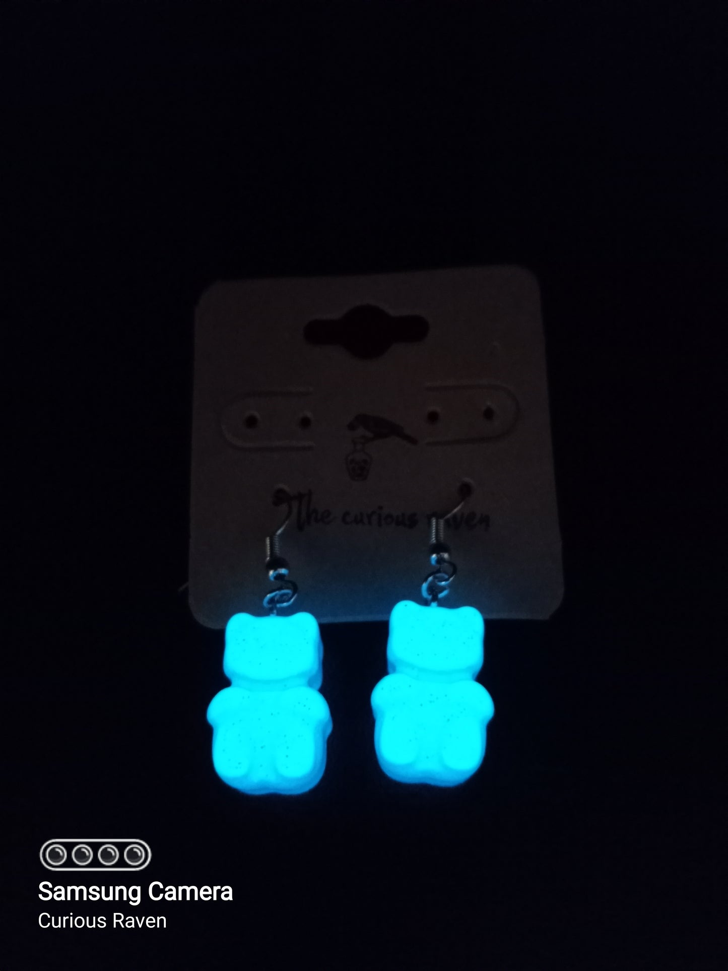 Gummy Bear Earrings Blue Glow in the Dark