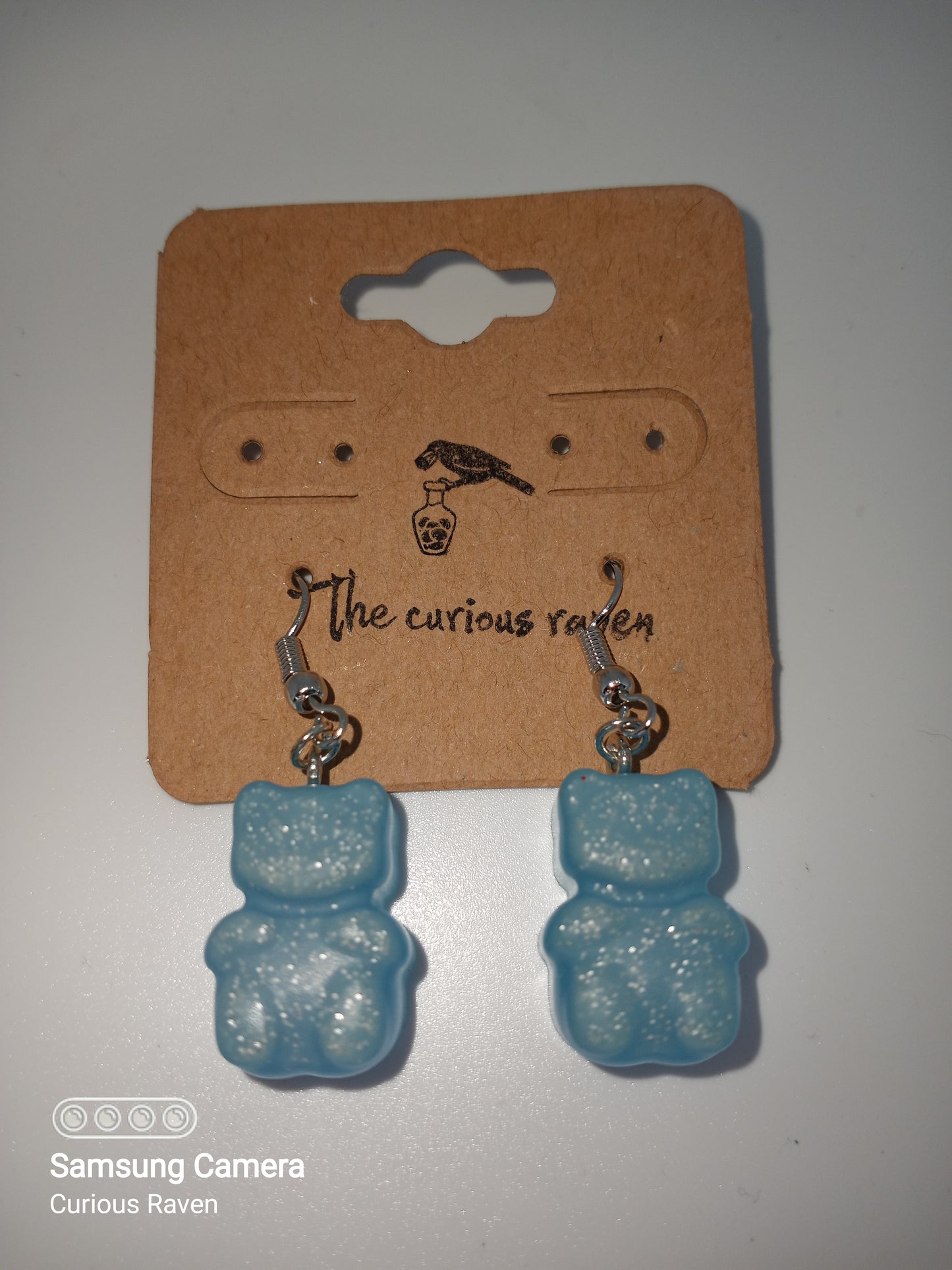 Gummy Bear Earrings Blue Glow in the Dark