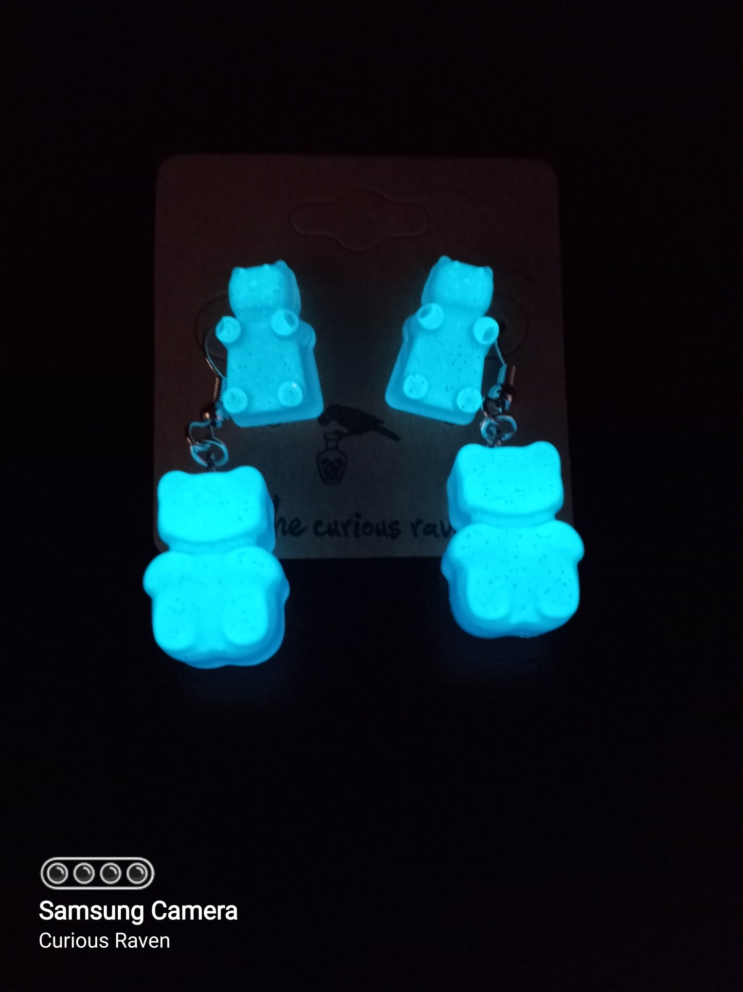 Gummy Bear Earring Duos Blue Glow in the Dark