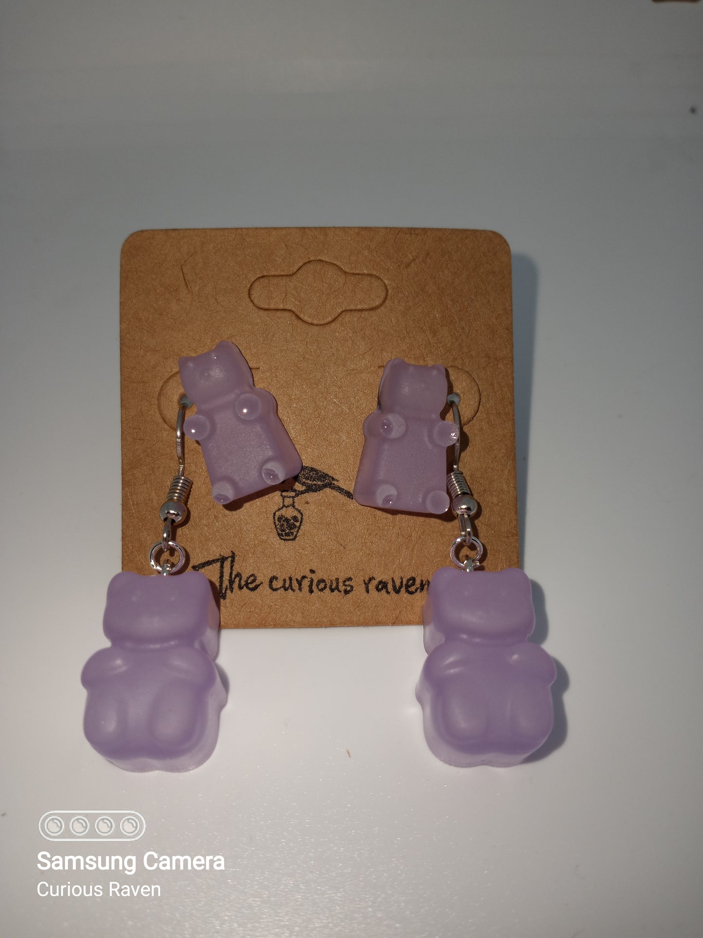 Gummy Bear Earring Duos Lavender Glow in the Dark