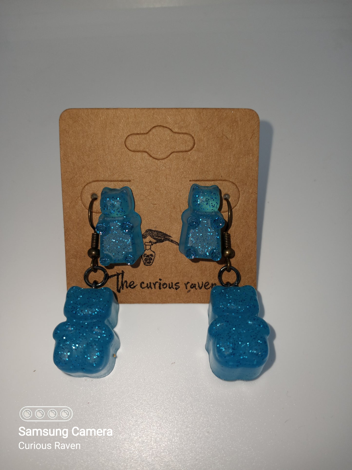 Gummy Bear Earring Duos Blue Glitter