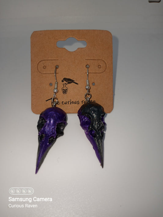 Raven skull earrings