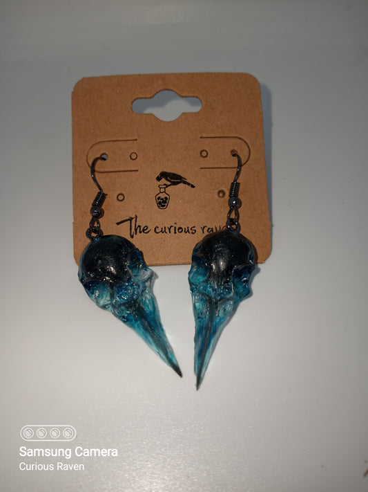 Raven skull earrings