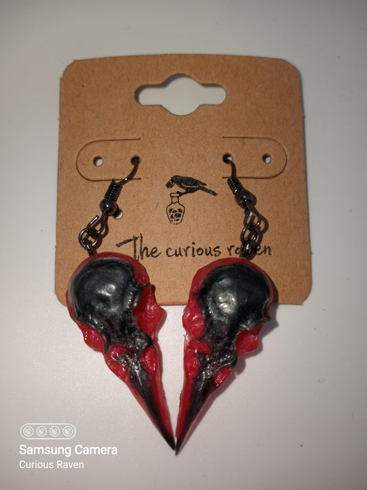 Raven skull earrings