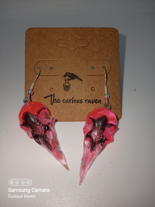 Raven skull earrings