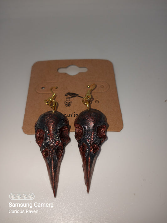 Raven skull earring