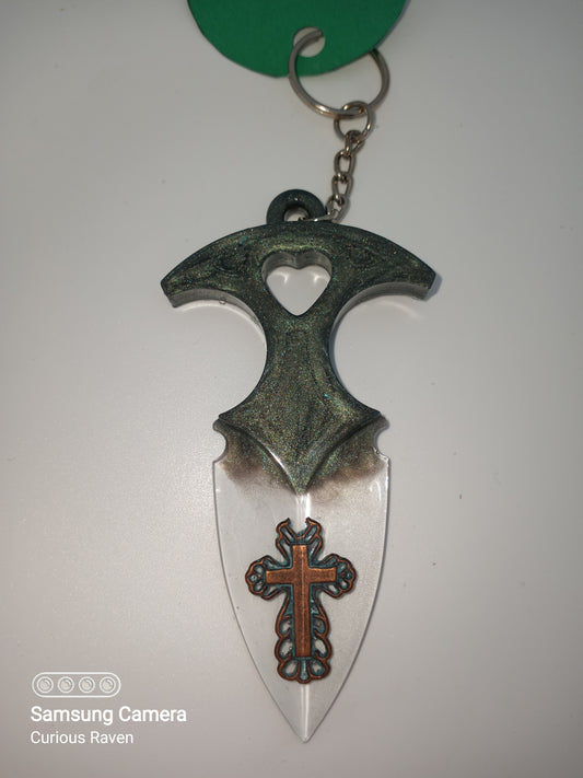 Hunter Bronze with Cross Decorative Resin Prop Dagger