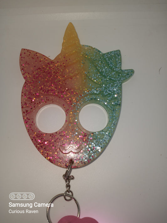 Multicolor Sparkle Resin Unicorn Keychain