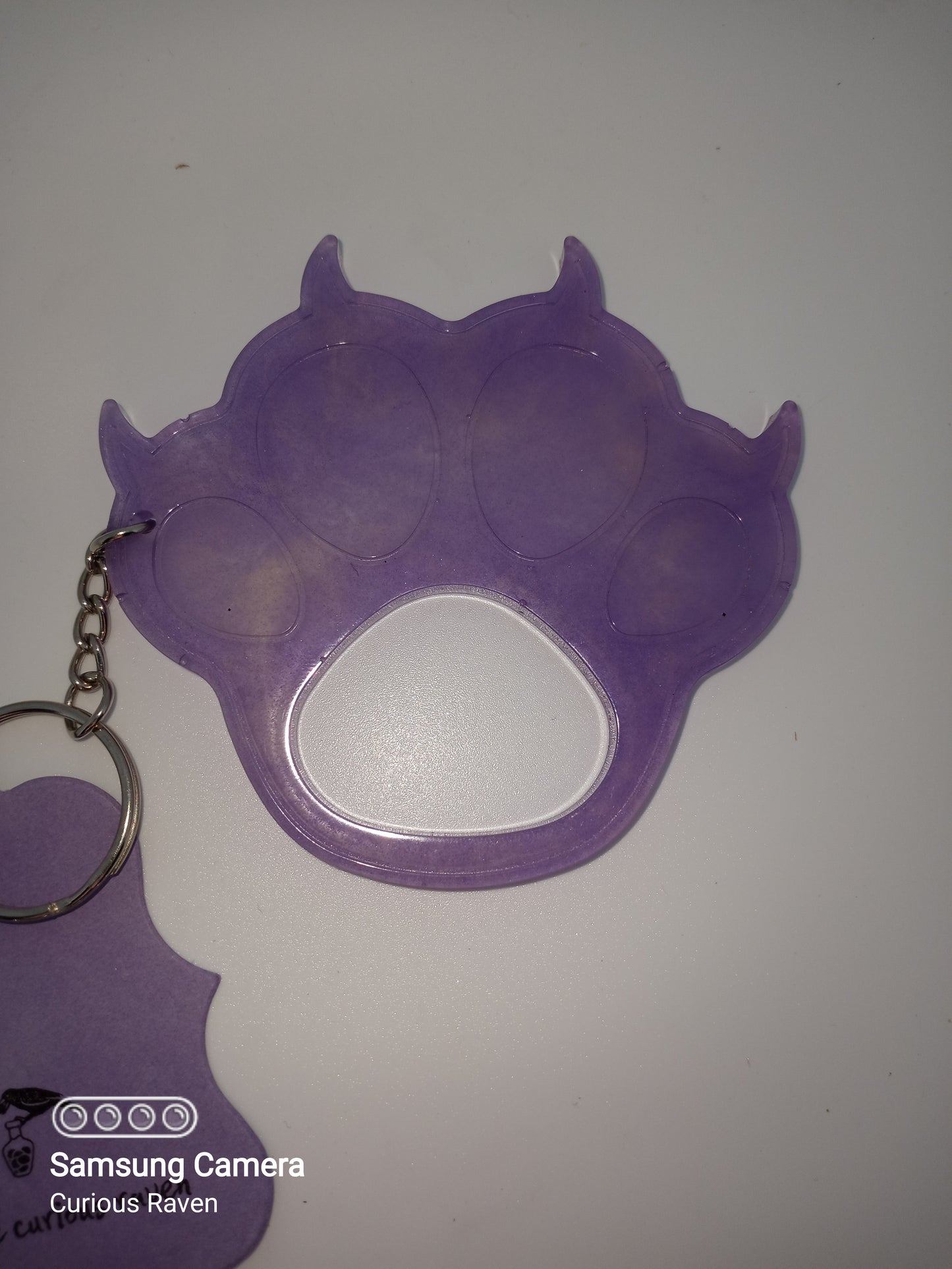 Purple Glow in Dark Paw Resin Keychain