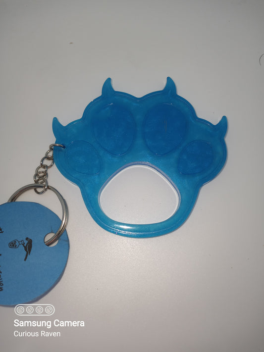 Pearl Blue Resin Paw Keychain