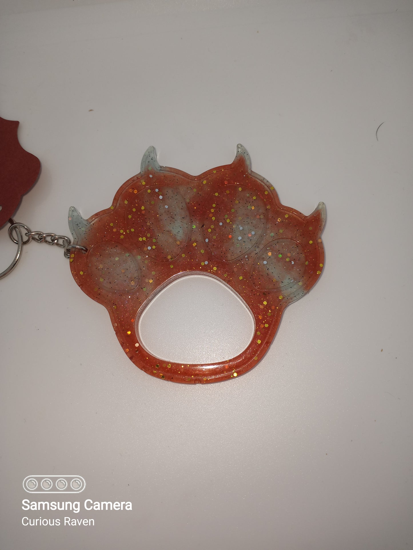 Red and Glow in Dark Resin Paw Keychain