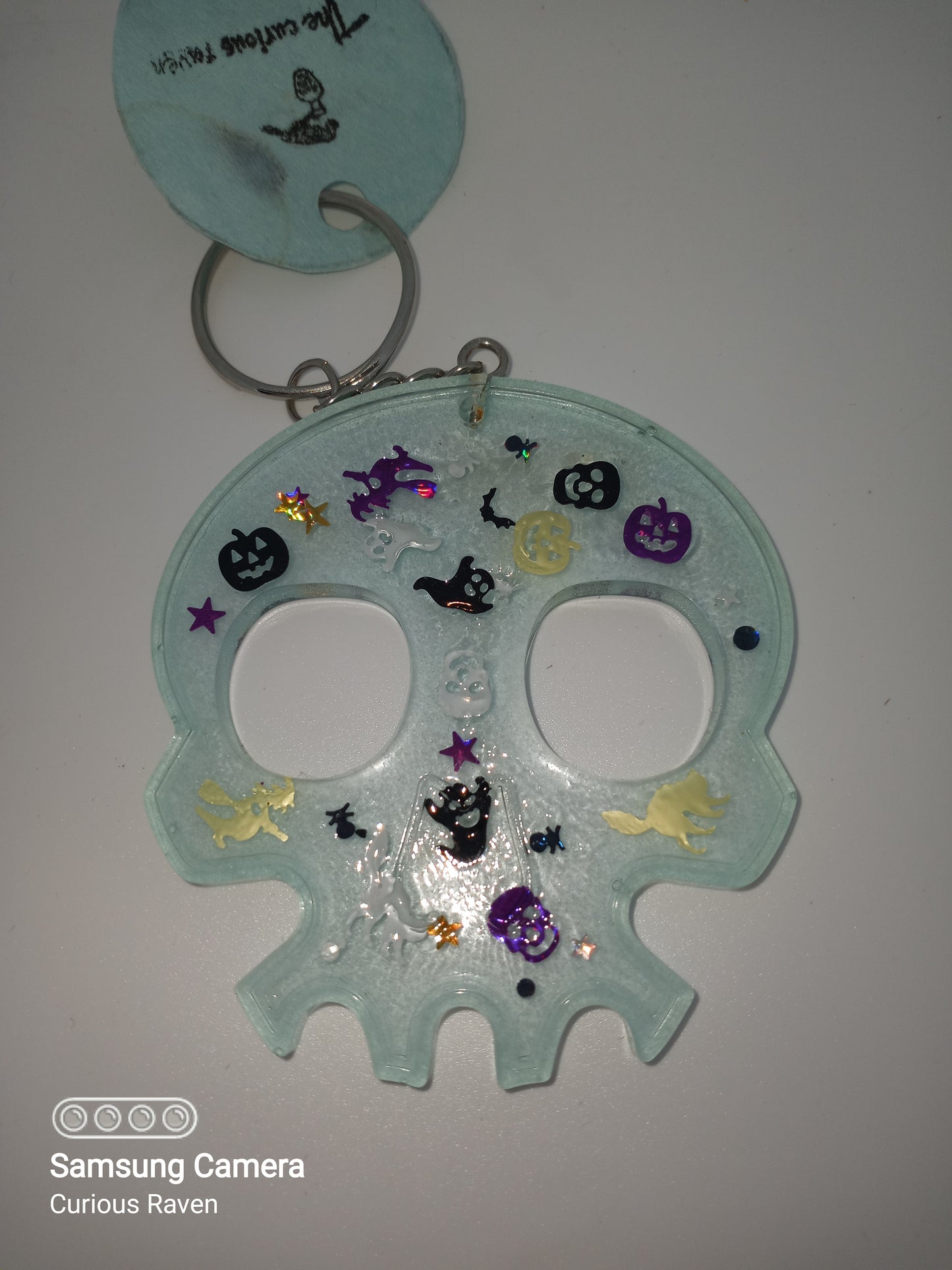 Glow in the Dark Resin Skull Keychain